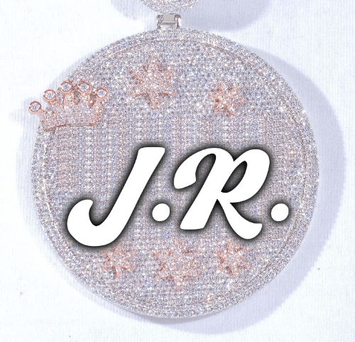 CUSTOM LETTER NECKLACE 3D BIG CROWN DISC