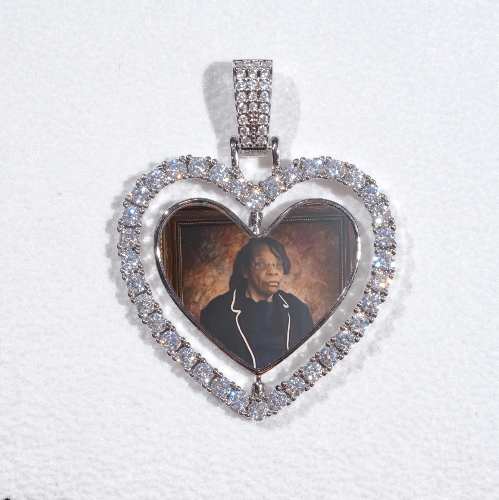 3D Spinning 2-Faced Heart Custom Picture Pendant