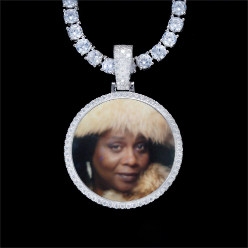 925S & VVS Moissanite 3D Circle Custom Picture Pendant