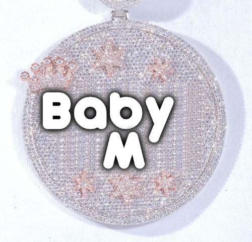 CUSTOM LETTER NECKLACE 3D BIG CROWN DISC