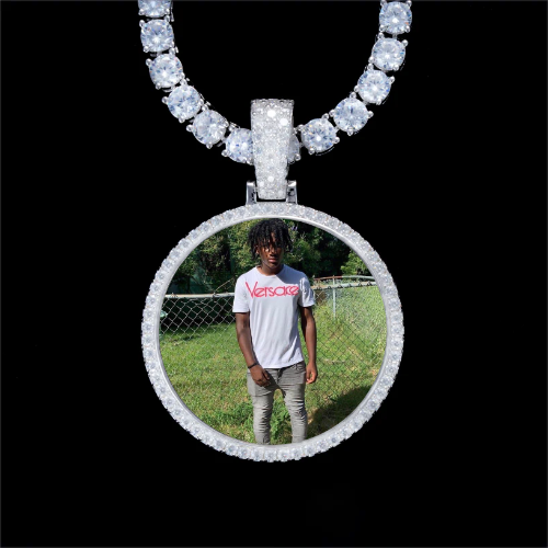 925S & VVS Moissanite 3D Circle Custom Picture Pendant