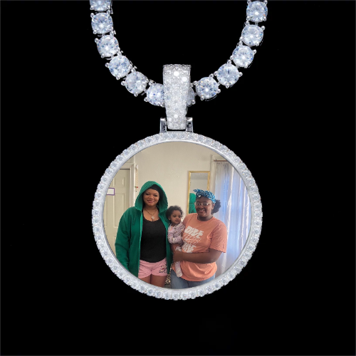 925S & VVS Moissanite 3D Circle Custom Picture Pendant