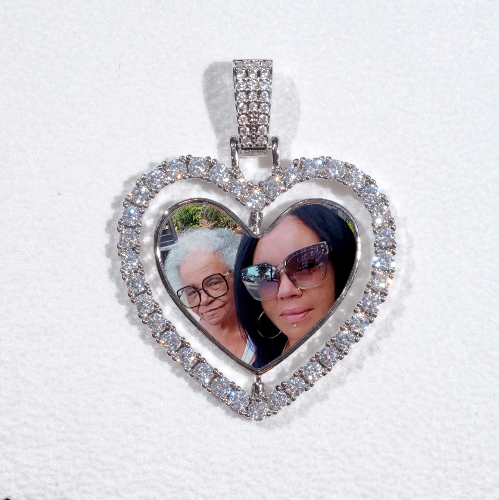 3D Spinning 2-Faced Heart Custom Picture Pendant