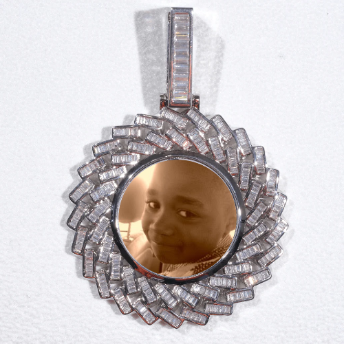 Large 3D Baguette Custom Picture Pendant