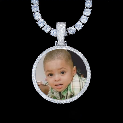 925S & VVS Moissanite 3D Circle Custom Picture Pendant