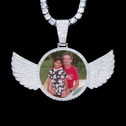 925S & VVS Moissanite 3D Wing Custom Picture Pendant
