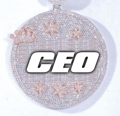 CUSTOM LETTER NECKLACE 3D BIG CROWN DISC