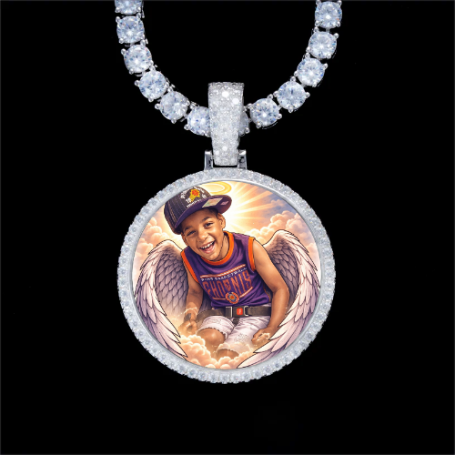 925S & VVS Moissanite 3D Circle Custom Picture Pendant
