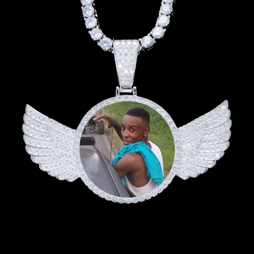 925S & VVS Moissanite 3D Wing Custom Picture Pendant