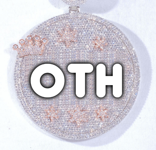 CUSTOM LETTER NECKLACE 3D BIG CROWN DISC