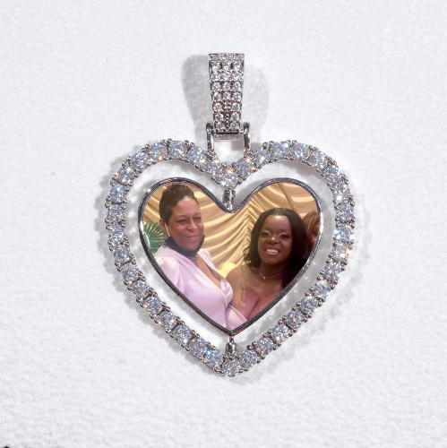 3D Spinning 2-Faced Heart Custom Picture Pendant