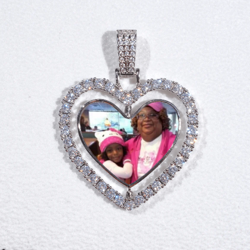 3D Spinning 2-Faced Heart Custom Picture Pendant