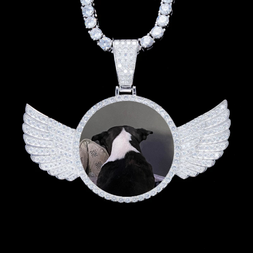 925S & VVS Moissanite 3D Wing Custom Picture Pendant