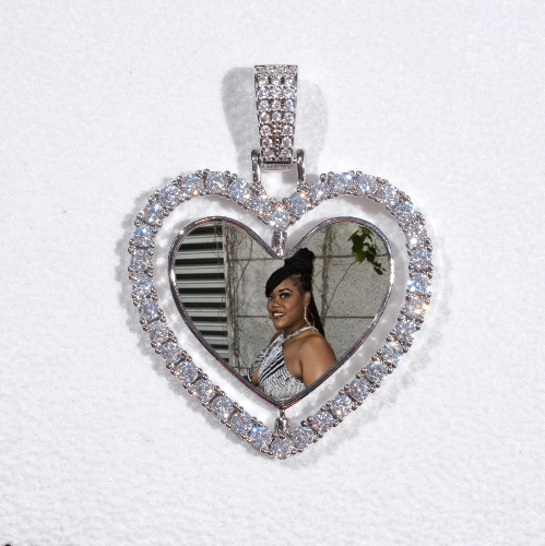 3D Spinning 2-Faced Heart Custom Picture Pendant