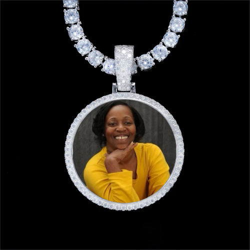 925S & VVS Moissanite 3D Circle Custom Picture Pendant