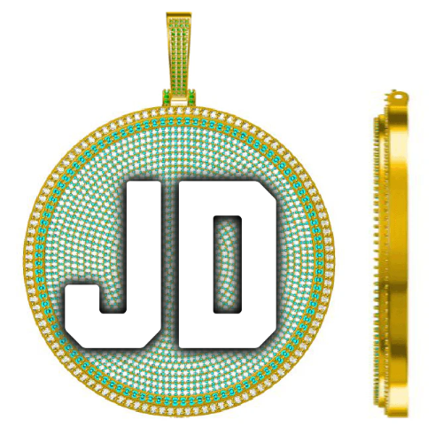 CUSTOM LETTER NECKLACE 3D BIG DISC