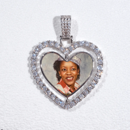 3D Spinning 2-Faced Heart Custom Picture Pendant