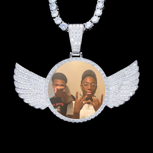 925S & VVS Moissanite 3D Wing Custom Picture Pendant