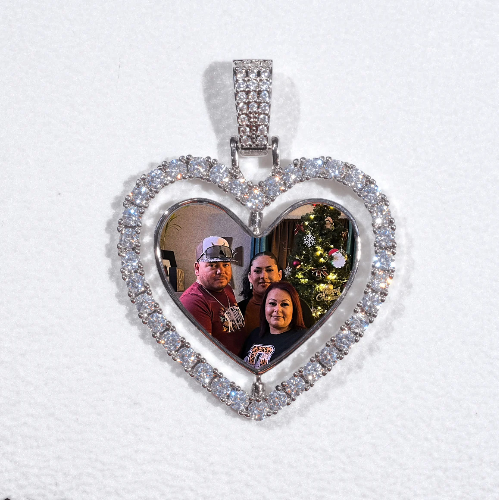 3D Spinning 2-Faced Heart Custom Picture Pendant