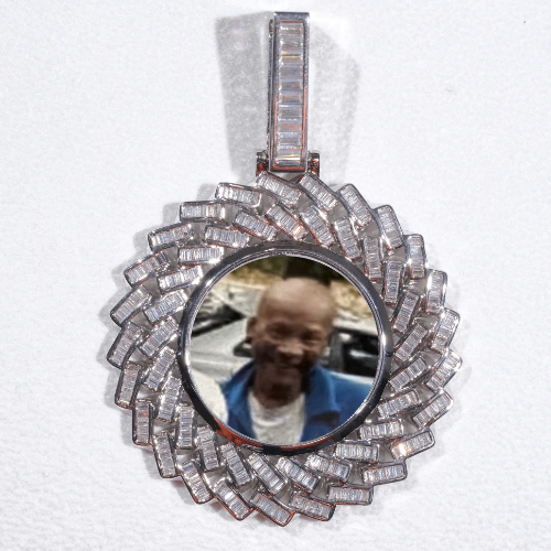 Large 3D Baguette Custom Picture Pendant