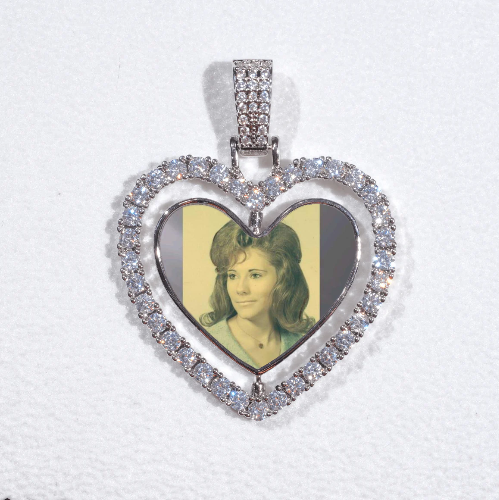 3D Spinning 2-Faced Heart Custom Picture Pendant