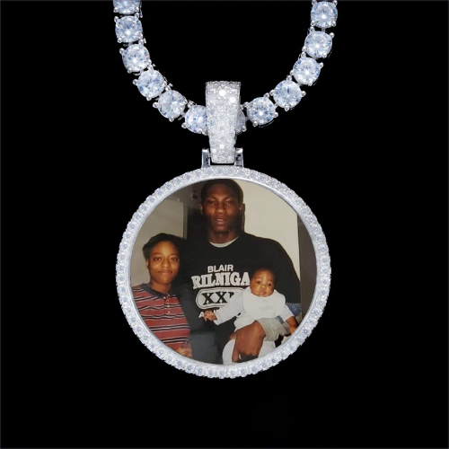 925S & VVS Moissanite 3D Circle Custom Picture Pendant