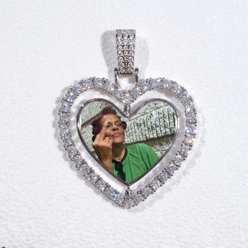 3D Spinning 2-Faced Heart Custom Picture Pendant