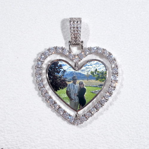 3D Spinning 2-Faced Heart Custom Picture Pendant