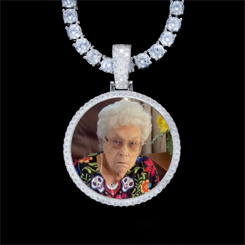 925S & VVS Moissanite 3D Circle Custom Picture Pendant