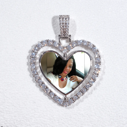 3D Spinning 2-Faced Heart Custom Picture Pendant