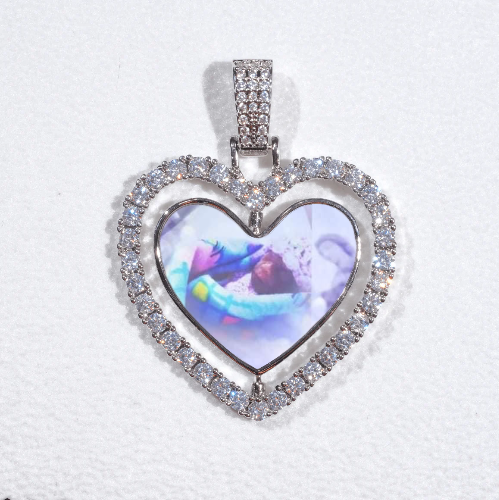 3D Spinning 2-Faced Heart Custom Picture Pendant