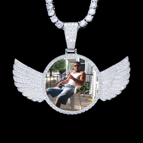 925S & VVS Moissanite 3D Wing Custom Picture Pendant