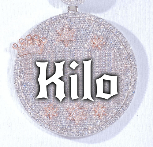CUSTOM LETTER NECKLACE 3D BIG CROWN DISC