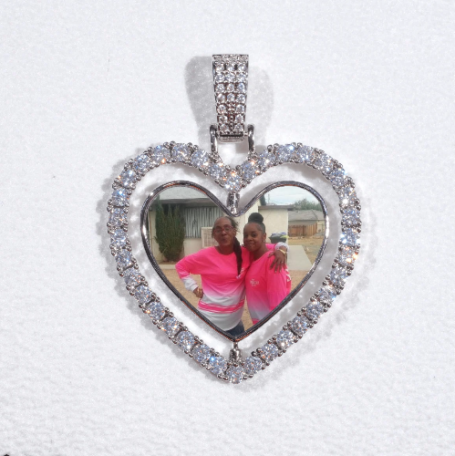 3D Spinning 2-Faced Heart Custom Picture Pendant