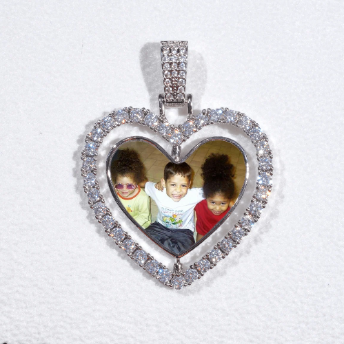 3D Spinning 2-Faced Heart Custom Picture Pendant