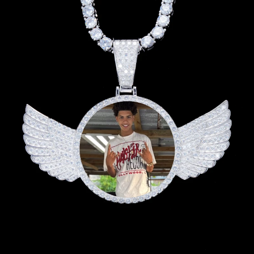 925S & VVS Moissanite 3D Wing Custom Picture Pendant