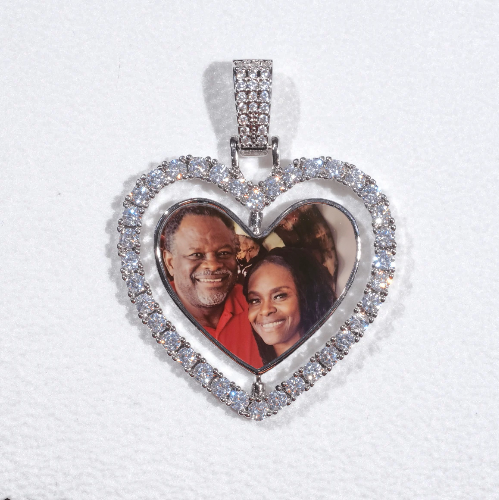 3D Spinning 2-Faced Heart Custom Picture Pendant