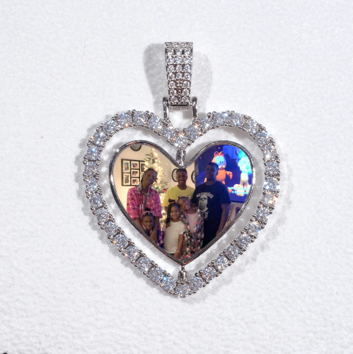 3D Spinning 2-Faced Heart Custom Picture Pendant