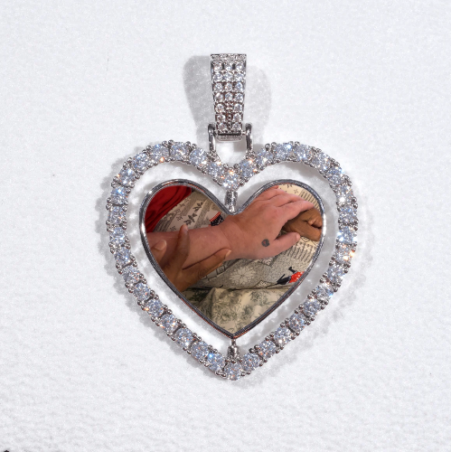 3D Spinning 2-Faced Heart Custom Picture Pendant