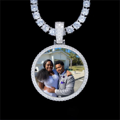 925S & VVS Moissanite 3D Circle Custom Picture Pendant
