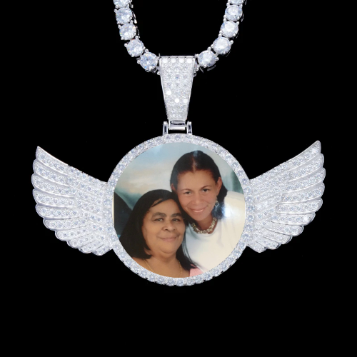 925S & VVS Moissanite 3D Wing Custom Picture Pendant