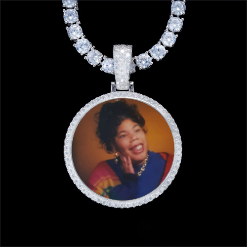 925S & VVS Moissanite 3D Circle Custom Picture Pendant