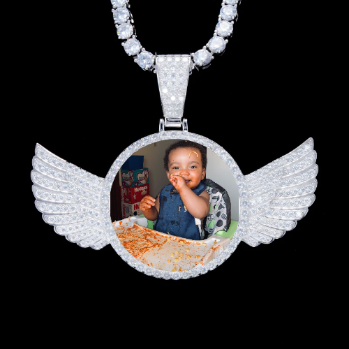 925S & VVS Moissanite 3D Wing Custom Picture Pendant
