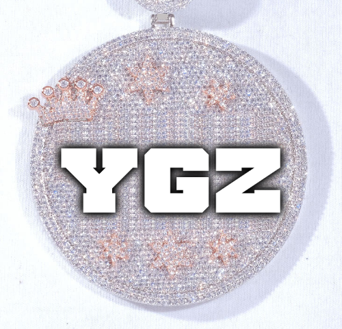 CUSTOM LETTER NECKLACE 3D BIG CROWN DISC