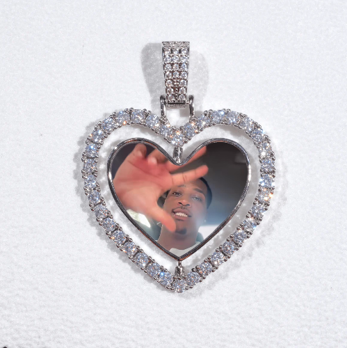 3D Spinning 2-Faced Heart Custom Picture Pendant
