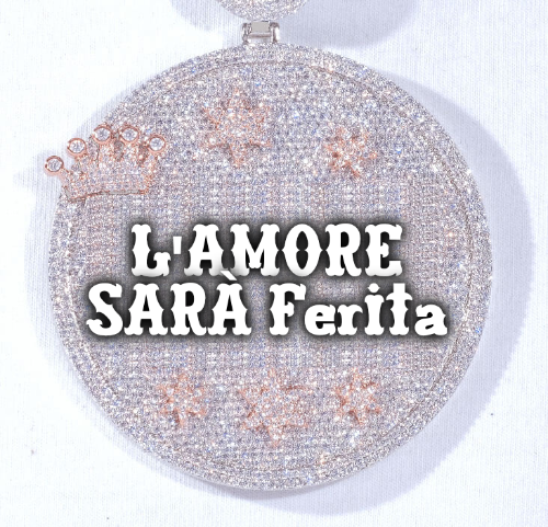 CUSTOM LETTER NECKLACE 3D BIG CROWN DISC