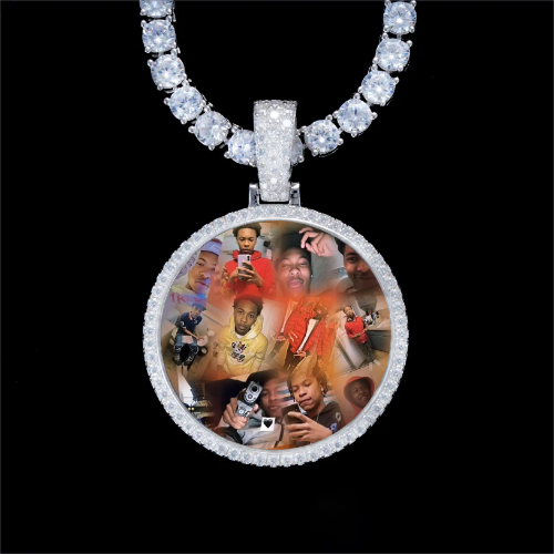 925S & VVS Moissanite 3D Circle Custom Picture Pendant