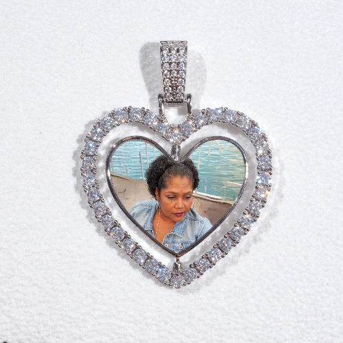 3D Spinning 2-Faced Heart Custom Picture Pendant