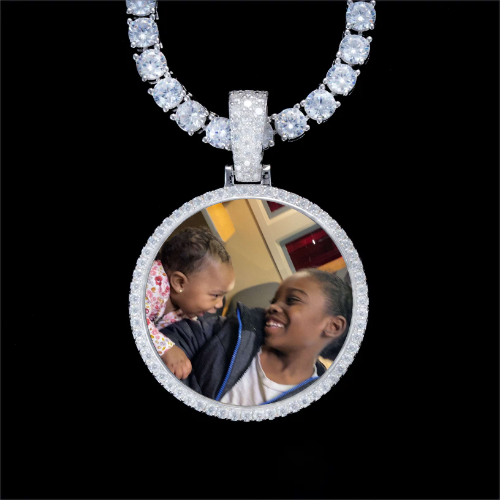 925S & VVS Moissanite 3D Circle Custom Picture Pendant