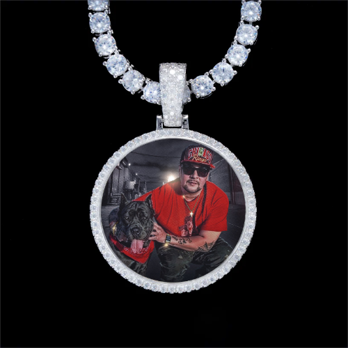 925S & VVS Moissanite 3D Circle Custom Picture Pendant